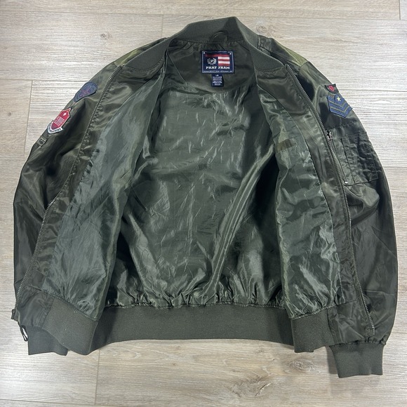 Vintage Phat Farm Bomber Jacket Mens Large Airborne Patches Dark Green Full Zip - Picture 9 of 15